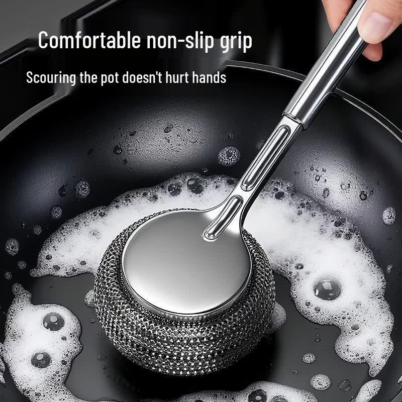 Stainless Steel Long Handle Pot Scrubber