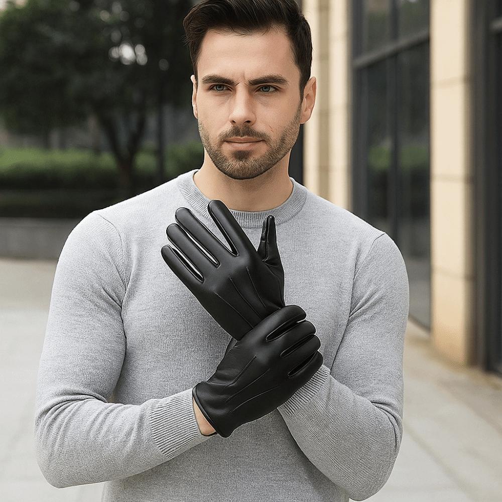 Cool Full Finger Mittens Punk PU Leather Gloves Simple Driving Gloves  Outdoor