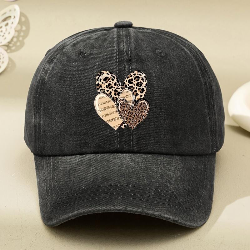 

Three leopard print love pattern women s washed baseball caps, multi-functional dad hat, adjustable sports outdoor cap Adjustable чёрный