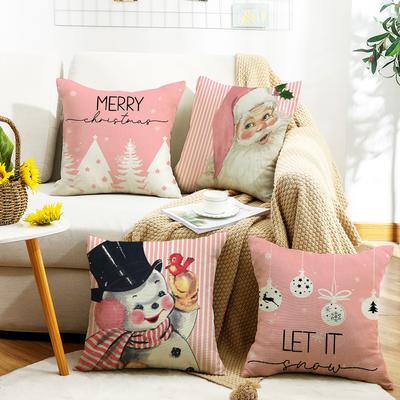 New Christmas Pillow Living Room Sofa Bedroom Balcony Pillow Single Sided Linen Home Pillow