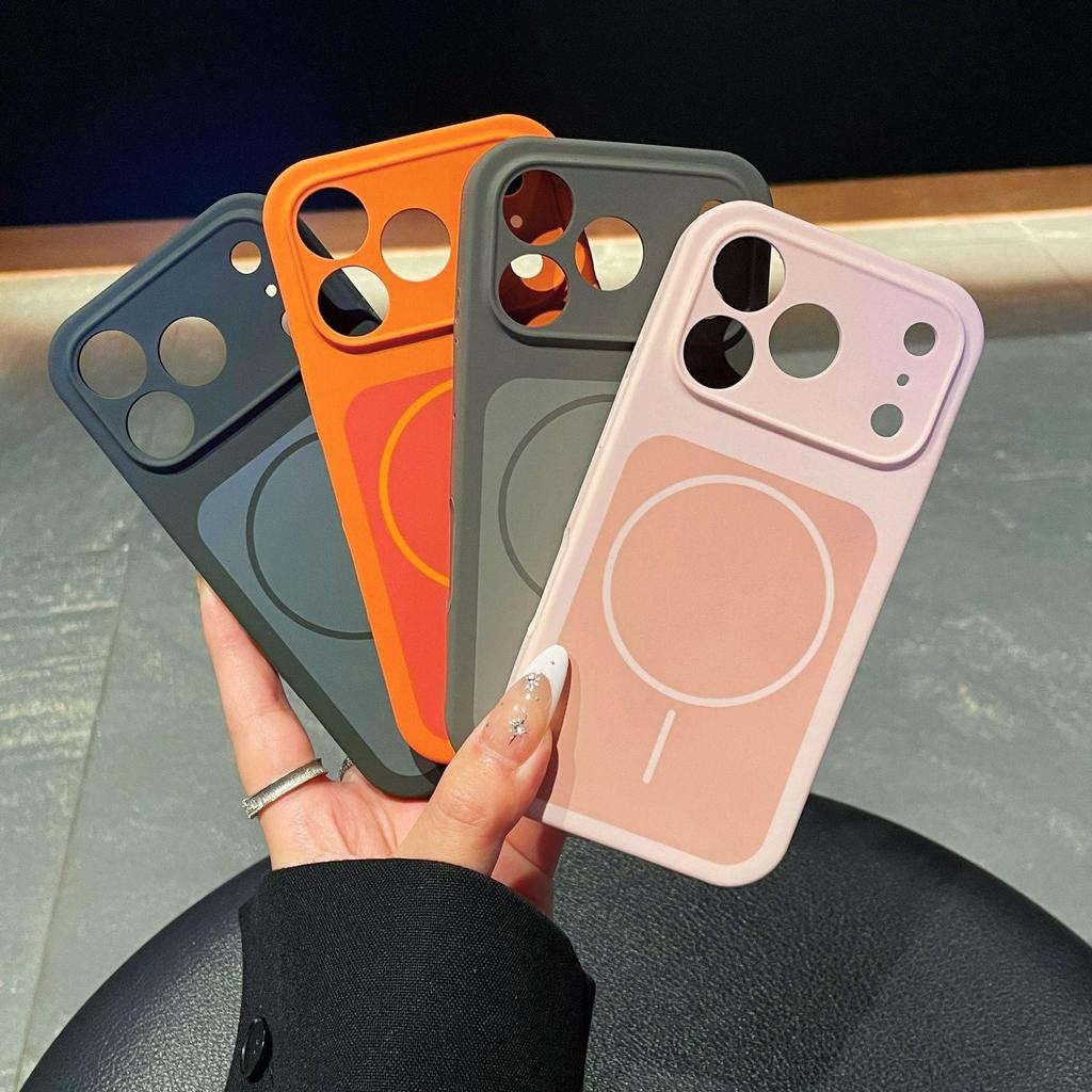 iPhone 17 Two-Color Liquid Silicone Case with Magnetic Ring for Apple 16Promax and 14 Protective Models