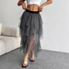 Unregelmäßiger Mesh High Waist Tüll Midi-Rock für Damen - Frühjahrsankunft 2025