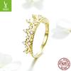 Queen'S Laurel 925 Sterling Silver Ring Women'S Real Gold Plated Fashion Jewelry Ring Scr493