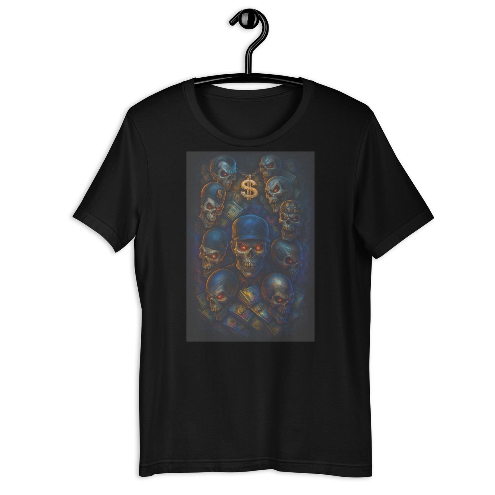 Money Skull Gang Dollar Chain Dark Street Art T-Shirt Graphic Design S разноцветный