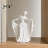 Soft Lines Ballerina Art 3D Printed Dancer Figurine, Elegant Dance Girl Statue with Flowing Dress, Aesthetic PLA Home Decor Sculpture for Decor,