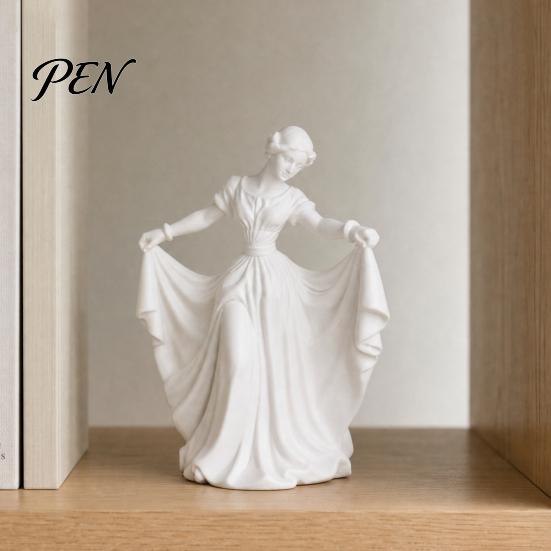 Soft Lines Ballerina Art 3D Printed Dancer Figurine, Elegant Dance Girl Statue with Flowing Dress, Aesthetic PLA Home Decor Sculpture for Decor,
