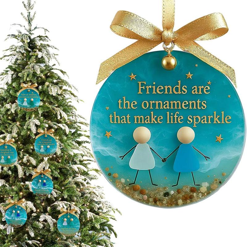 1/2Pcs Sea Glass Friendship Keepsake Decor, Sea Glass Friendship Hanging Ornaments for Tree Decorations, Timeless Friendships Gifts for Best Friends