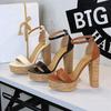 13cm Style Banquet Sexy Buckle with Open-toed Thick Heel High Heel Sandals Women's Super High Heel Waterproof Table Women's Shoes