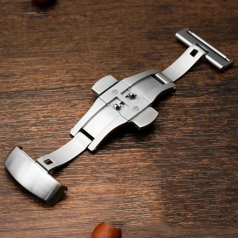 Zakřivený konec Originální kožený řemínek k hodinkám 22mm 23mm 24mm pro Tissot Couturier T035 Řemínek k hodinkám Ocelová přezka Pásek Náramek na zápěstí Hnědý