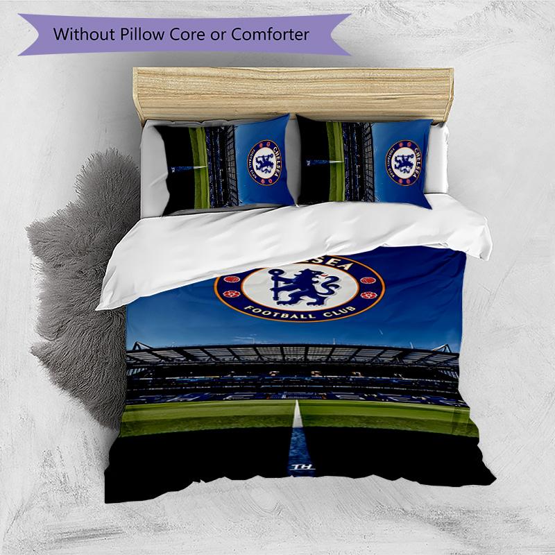 3pcs Chelsea FC Logo Pattern Bedding Set Duvet Cover Set Includes Duvet Cover &pillowcases,perfect All Season Bedroom Decoration&gift
