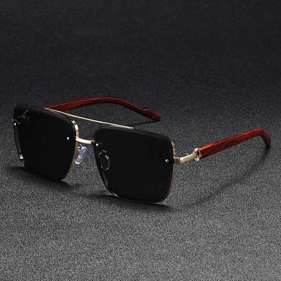 Stylish Vintage Square Metal Shades Women's Original Brand Designer Driving Sunglasses Latest Double Bridge Pilot Sun Eyeglasses