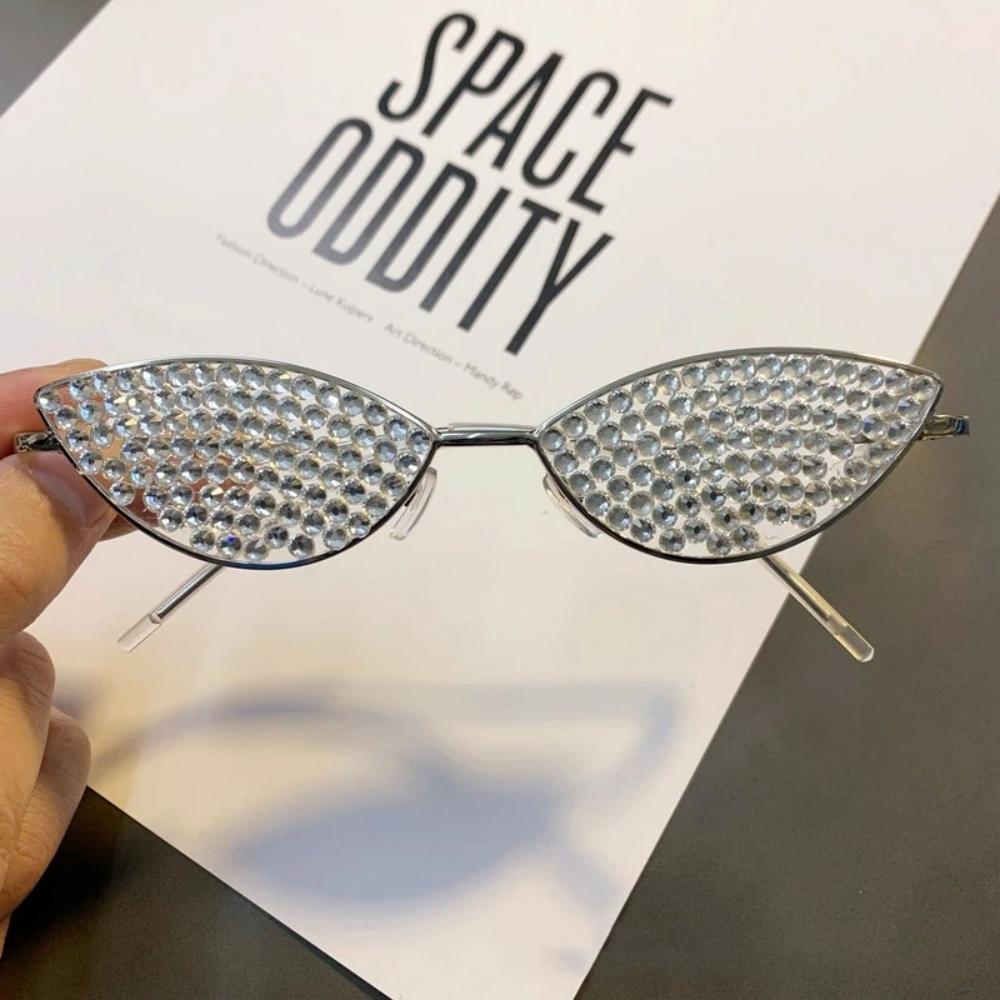 Designer man sunglasses Metal Diamond Cat Eye Decorative Trendy Small Frame Ocean Lens Fashionable Special Decoration Glasses