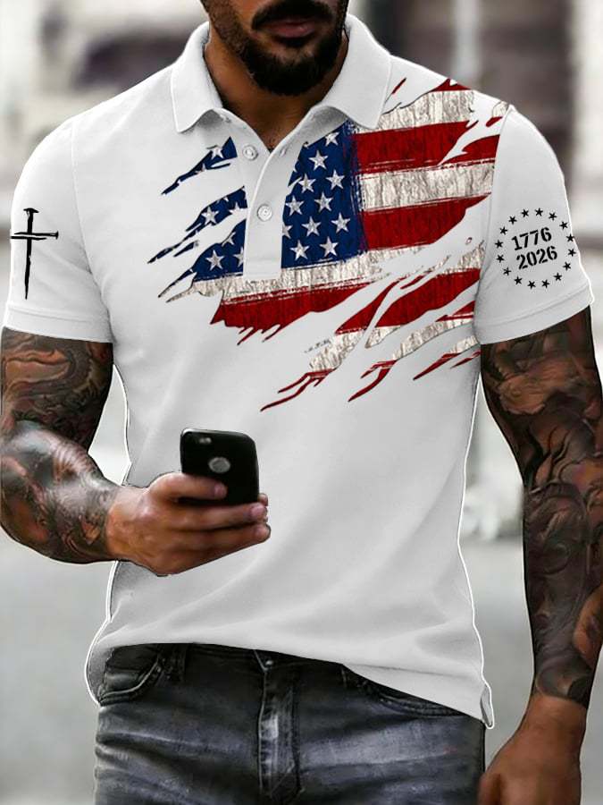 

2026 Spring and Summer New Hot Selling Polo Shirt for Men with European and American Short Sleeves and Digital Printing 3XL синій