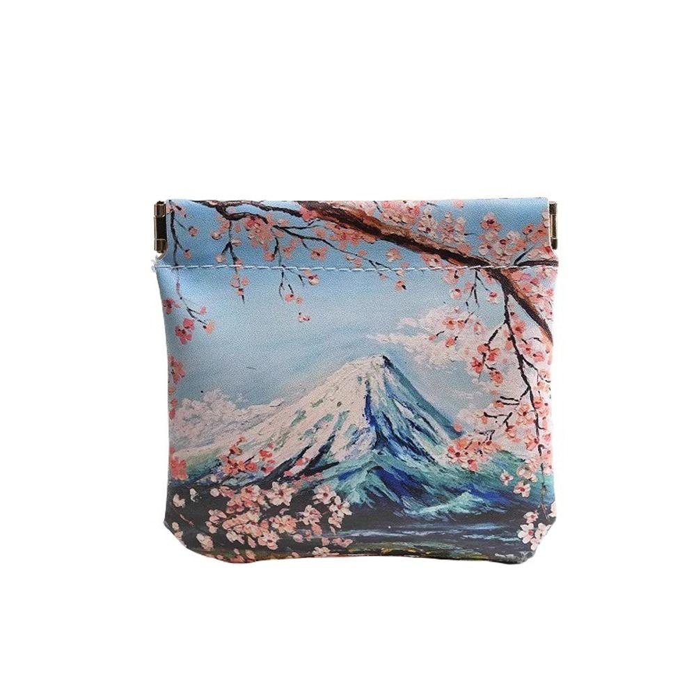 

Flower Printed PU Leather Lipstick Bag Mountain Korean Small Makeup Bag Outdoor M
