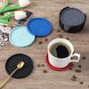 6Pcs Tabletop Protection Coaster &1 Base Round Non-Slip Cup Mat with Holder Non-Stick Silicone Coasters for Drinks & Wine Glasss