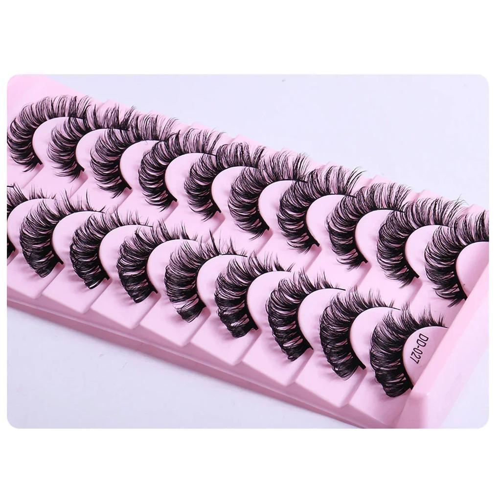10 Paar Wimpern DD Curl 8-23mm Russische Wimpern 3D Nerzwimpern Wiederverwendbare flauschige russische Streifenwimpern Wimpernverlängerung
