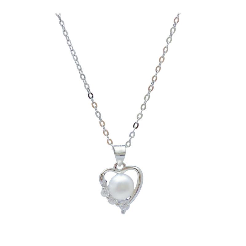 Elegant 2025 S925 Sterling Silver Heart & Freshwater Pearl Necklace for Work & Commute