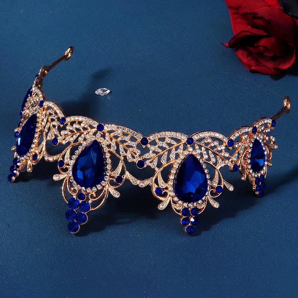 Metal Princess Tiara Shiny Rhinestone Crown Elegant Baroque Crown  Wedding