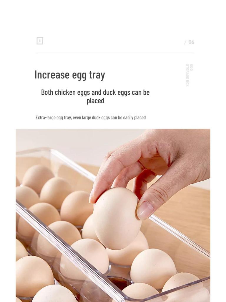 Kylskåpsäggförvaringslåda med lock, Förseglad genomskinlig bricka av livsmedelsgodkänt material för att hålla maten färsk.