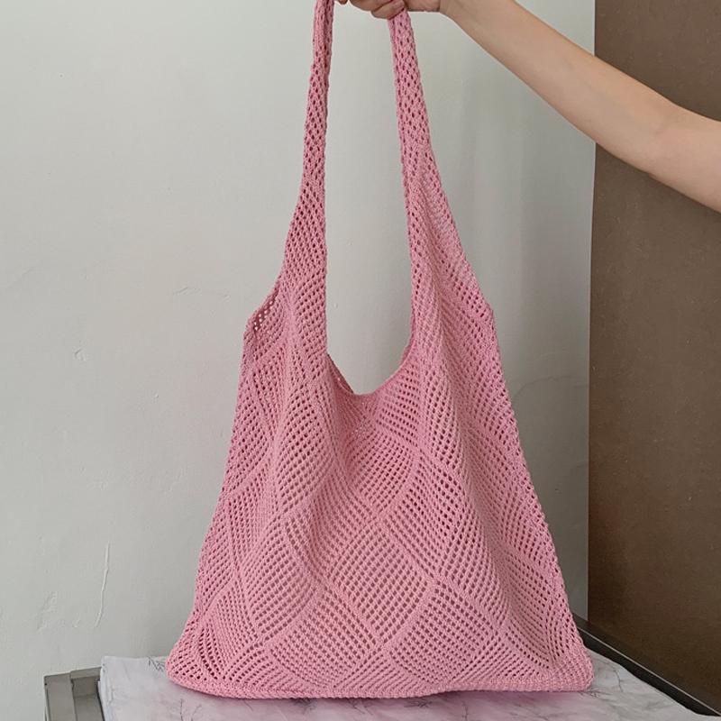 Large Capacity Knitted Handheld Knitted Shoulder Shopping Bag