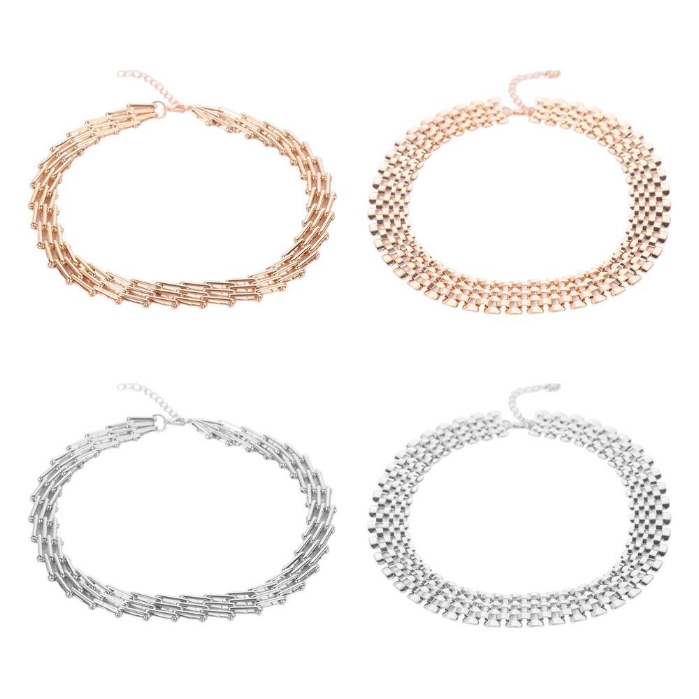 Mesh Design Exaggerated Cuban Chunky Chain Zinc Zinc Alloy Steampunk Choker Cool Hip Hop Necklace  Girls