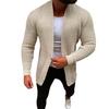 Men Sweater Coat Solid Color Cardigan Long Sleeves Open Stitch Rough Surface Thick Elastic Knitting Business Spring Sweater Jacket for Daily Wear