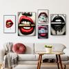 Sexy Woman Red Lip Bullets Dollars Prints Poster Canvas Painting Modern Wall Art Pictures For Living Room Bedroom Home Decor