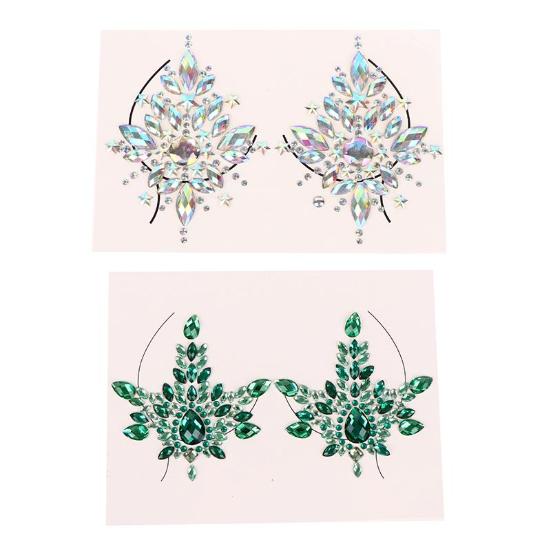  BH-Aufkleber, selbstklebende Diamantperlen, Brustpasteten, glänzende Tattoo-Aufkleber