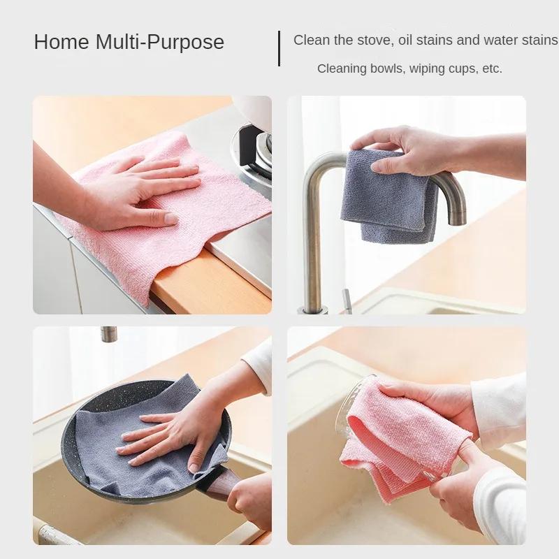 Reusable Cleaning Wipe Household Kitchen Cloth Microfiber Towel Rolls Dish Rags Wash Paper Towel Replacement 1 Roll of 20 Sheets