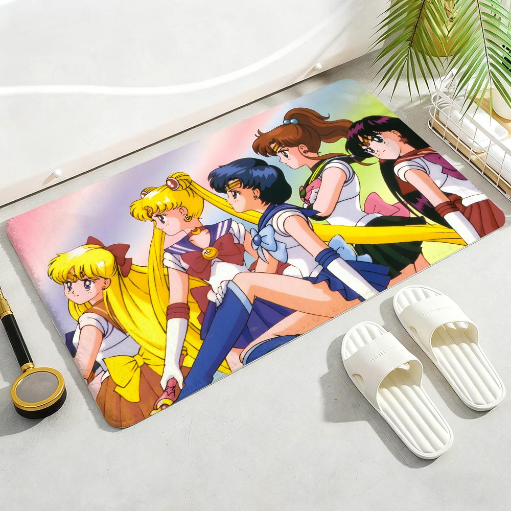 ANIME S-SAILOR-MOON Floor Mat Soft Thickened Non-Slip Door Mat for Living Room Home Decor Flannel Rugs