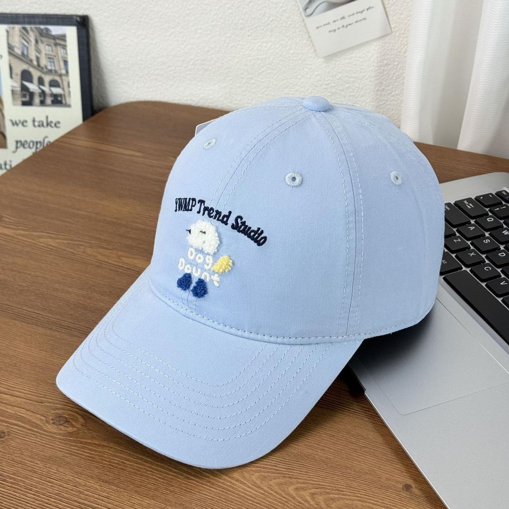 Fashion Hat Korean version plush puppy embroidery cute spring versatile face small cap couple student baseball hat versatile
