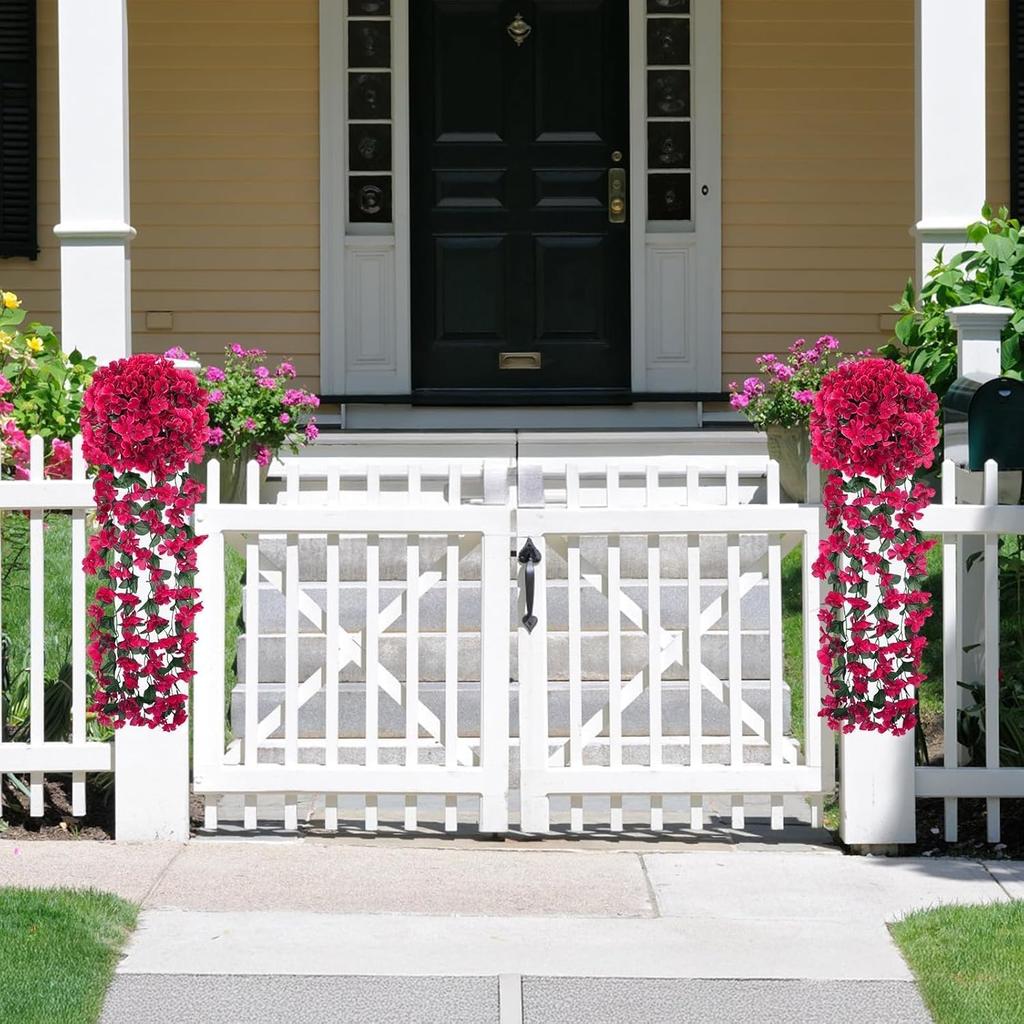 Artificial Hanging Plants Red Faux Hanging Plants Outdoors Fake Hanging Flowers for Home Decor Indoor Wedding Summer Porch Patio Garden Wall 33 Inch