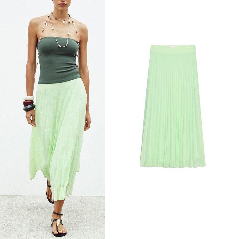 Summer New Product Women's Clothes Seaside Vacation Style Elegant Pleated Decorative Pleated High Waist Midi Dress 3666088