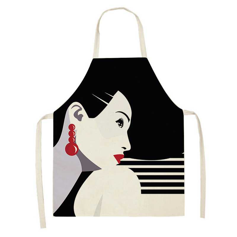 1ks Dámské grafický potisk Kuchyňské zástěry Dámské Lněný bryndák proti znečištění Bez rukávů Zástěry na čištění domácnosti Příslušenství pro domácí vaření