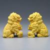 6cm Wooden Shishi Komainu Figurines for Shinto Shrines, Feng Shui Charms, and Amulets To Ward Off Evil Spirits. Shisa (Set of 2) Wood Carvings