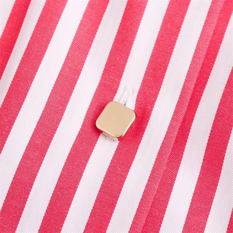 Z Home 1116 Summer New European and American Casual Versatile Lapel Edge Cuffs Loose Striped Shirt 1711111