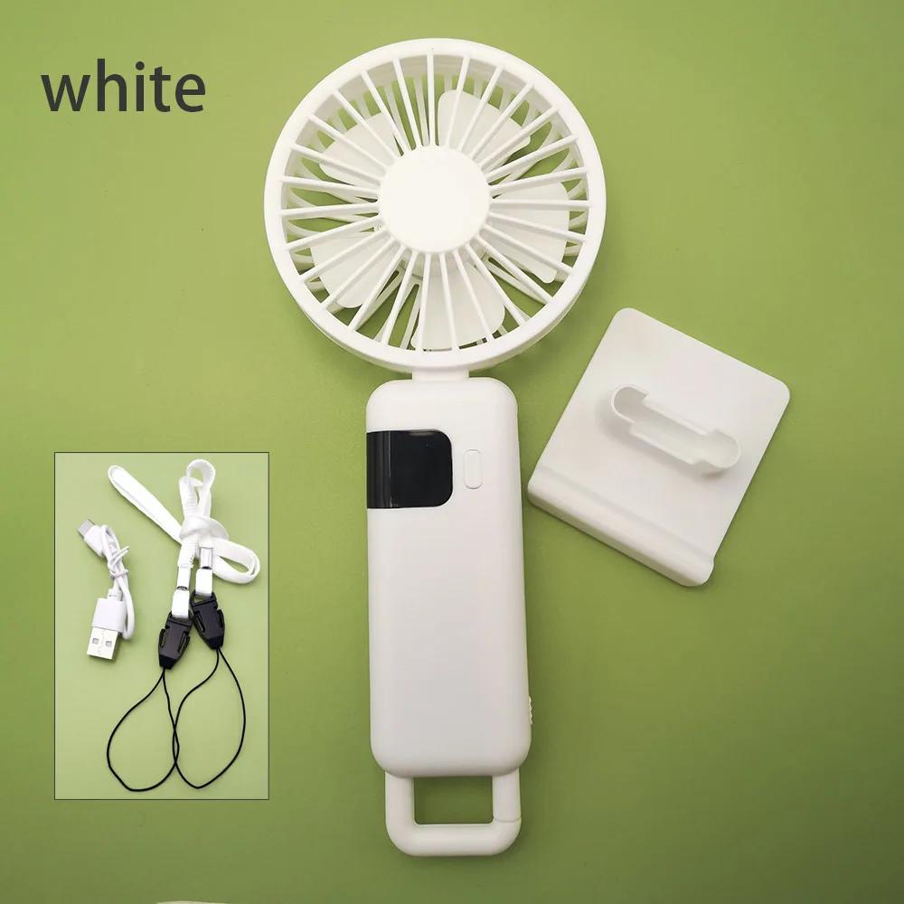 

Портативный USB-вентилятор Складные портативные подвесные вентиляторы для шеи 5-скоростной USB-перезаряжаемый вентилятор с подставкой для телефона и экраном дисплея белый
