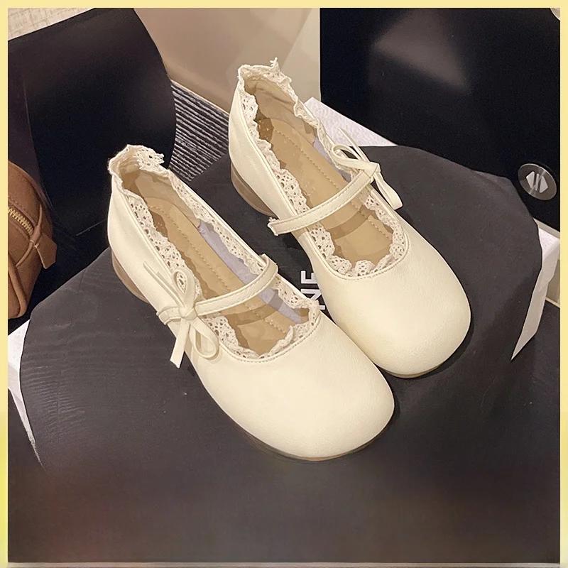 Low Heel Mary Janes Women's oes 2025 New Spring Summer Skirt Matching Evening oes Hollow out Knot Lace up Casua...
