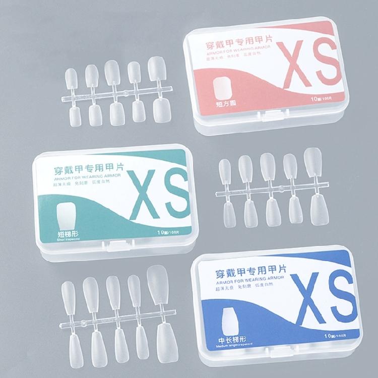 100Pcs/set Clear Half Frosted Nails Tip Acrylic Fake Nails Full Cover Fake Nails