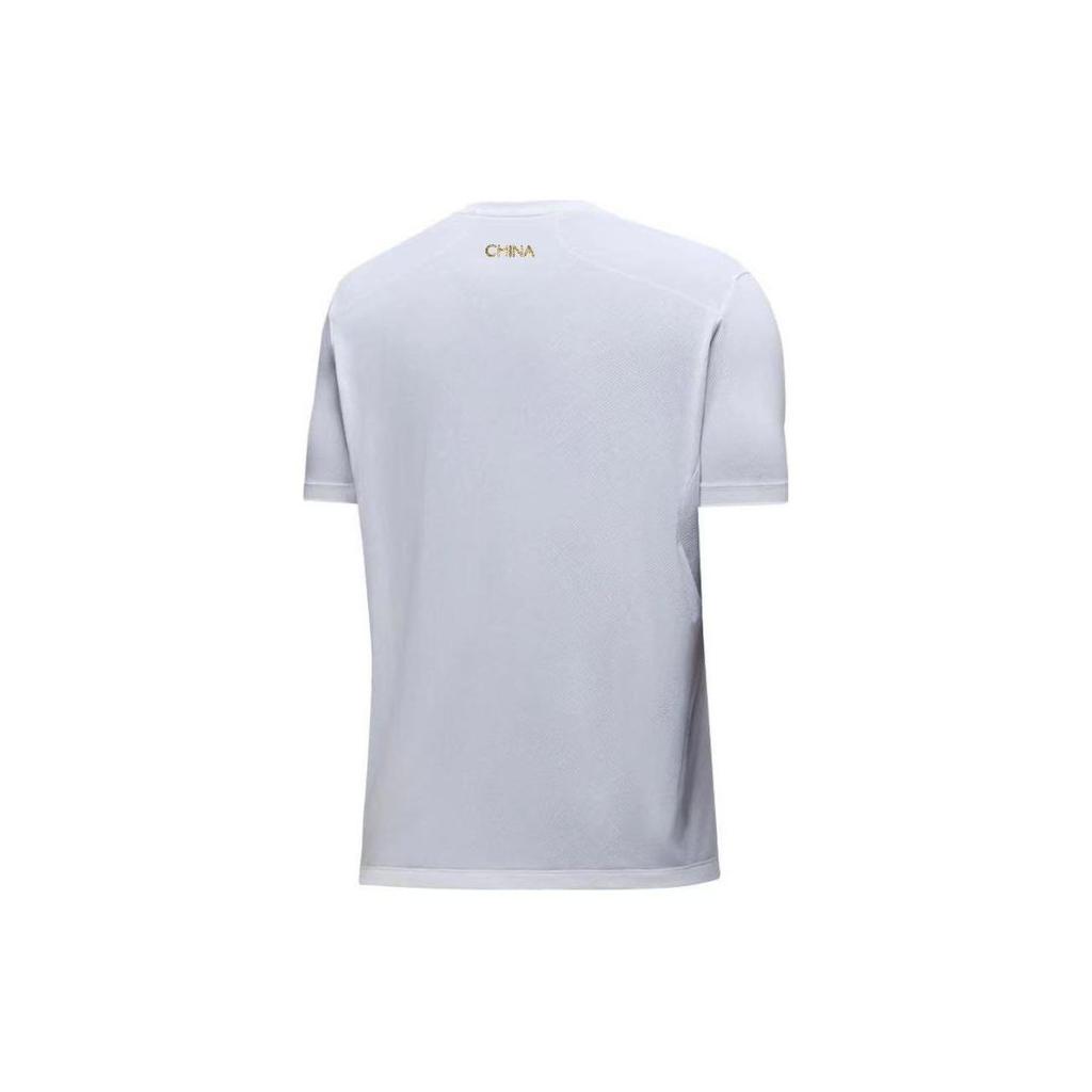 Anta Logo National Flag Pattern Casual Sports Round Neck Pullover Short Sleeve Regular T-Shirt Unisex T-Shirt Pure-White 452430101-1