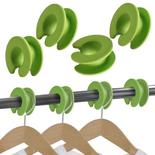 Hamth9 Silicone Hanger Stoppers, Hanger Catches, Prevents Hanging from Falling, Windproof, Pack of 10 (Green, 10)