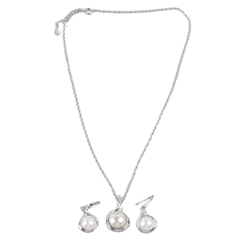 Woman Artificial Pearl Jewelry Set with Case Faux Pearl Pendant Necklace Drop Earrings Fashion