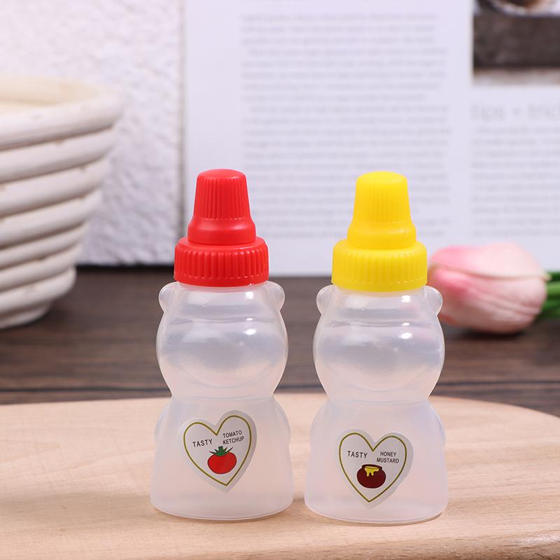 4Pcs Cartoon Mini Bear Sauce Squeeze Bottle Mini Bento Box Soy Sauce Box Tomato Sauce Honey Salad Sauce Container Accessories