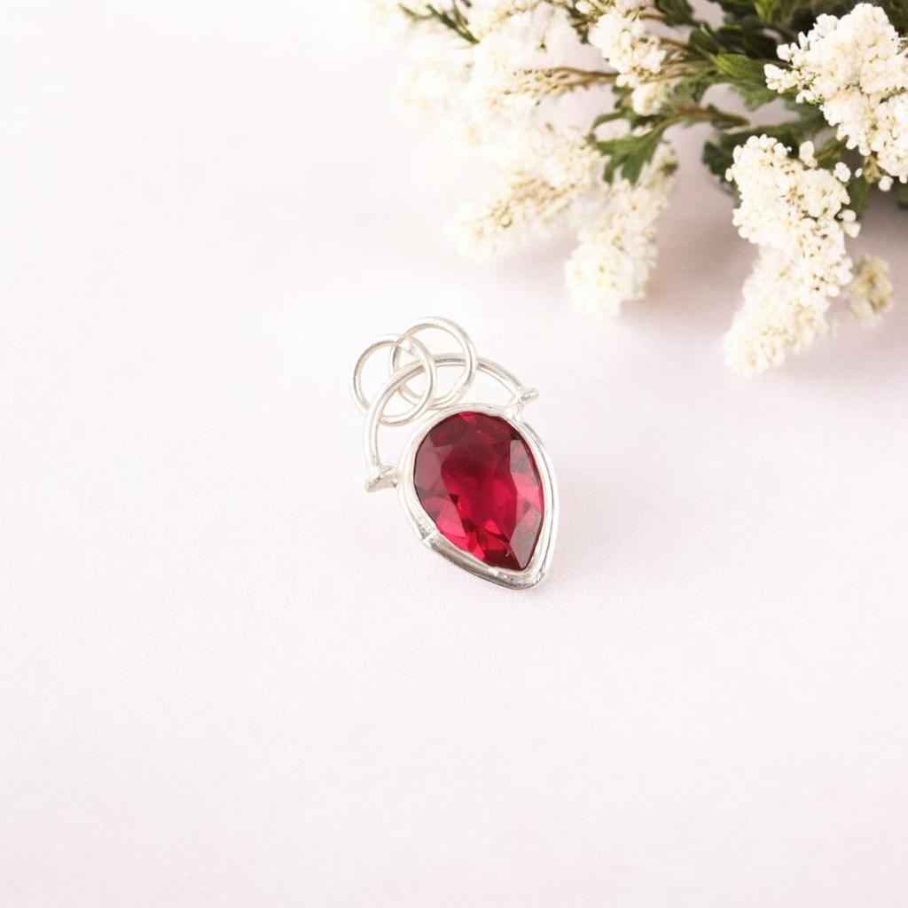 Pink Rubellite Gemstone 925 Sterling Silver Jewelry Handmade Chain Pendant 1.01" PP-56-13