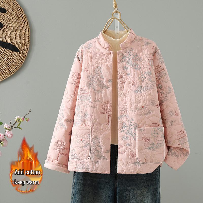 

Жіноча зимова куртка з високоякісної вишитої бавовни - Китайський стиль, колекція 2025 XL