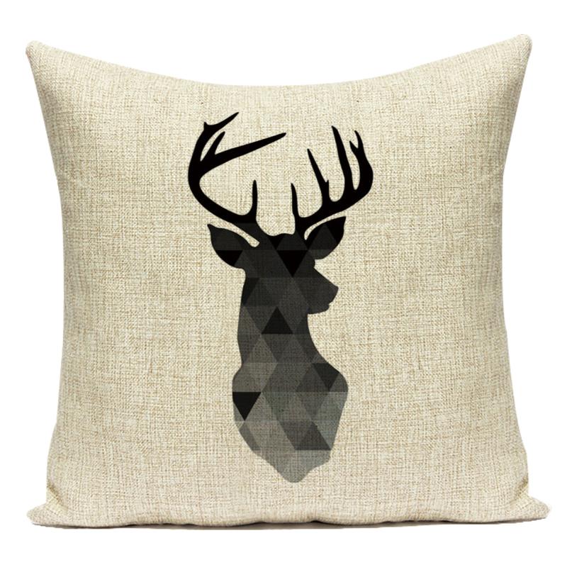 Geometric Pattern Decorative Black White Stripe Pillowcase Deer Cushion Cover Throw Pillow Sofa Car Decoration Pillowcover