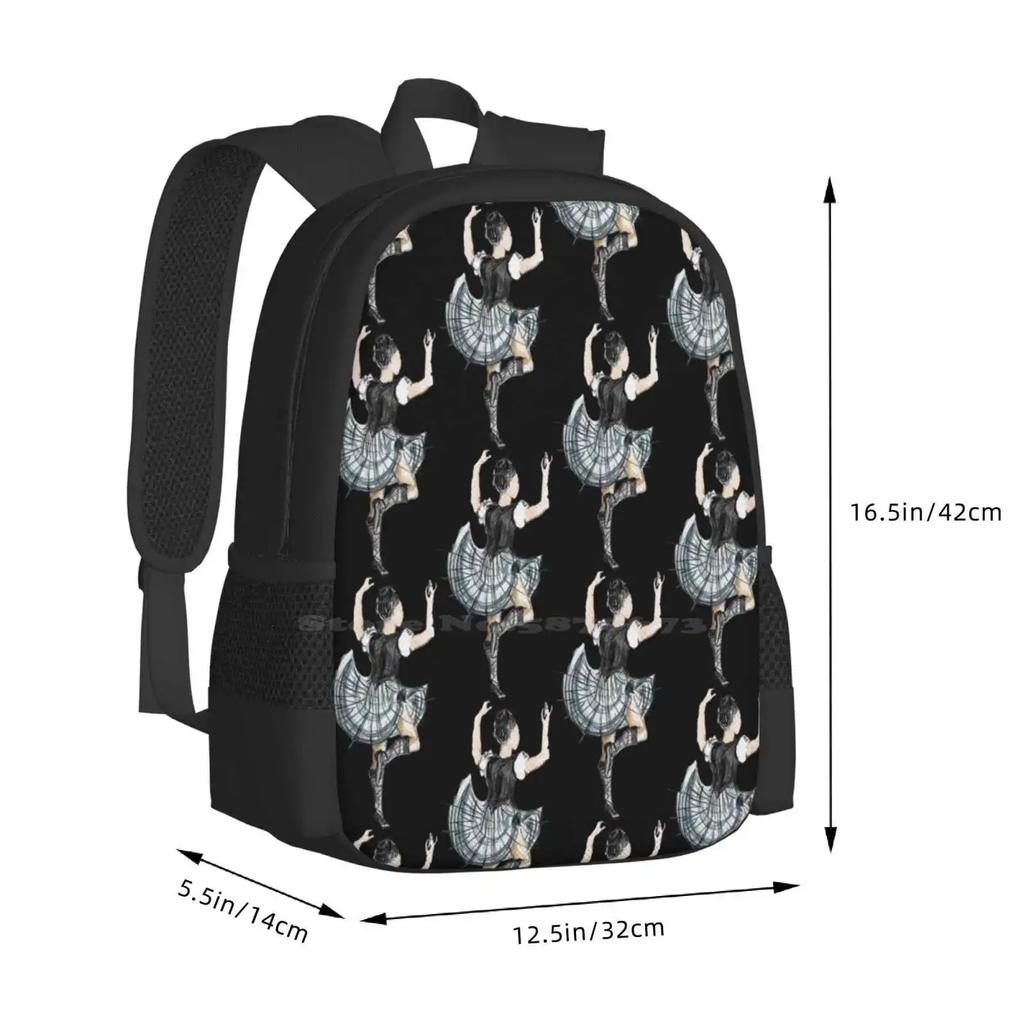 Highcut Highland Dancer Large Capacity School Backpack Laptop Bags Black And White Grey Scale Illustration