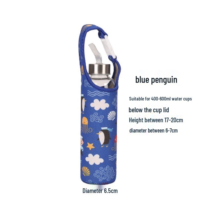 

Мультяшный модный чехол для стакана из термостойкого стекла с защитой от ожогов и падений 450ml Blue Apricot Flower