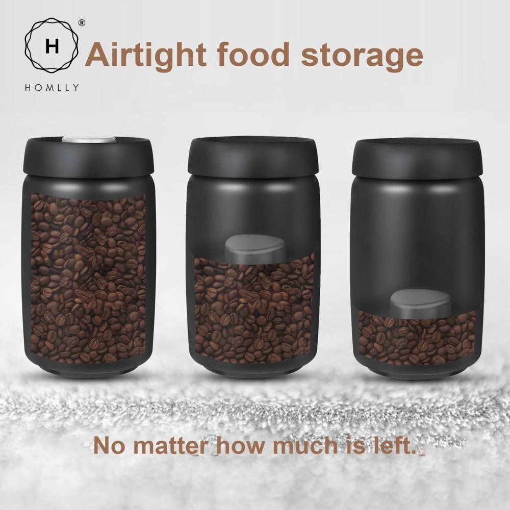 Homlly Luft Food Coffee Storage Vacuum Stainless Steel Canister Container with Airtight Lid (X2PCS)
