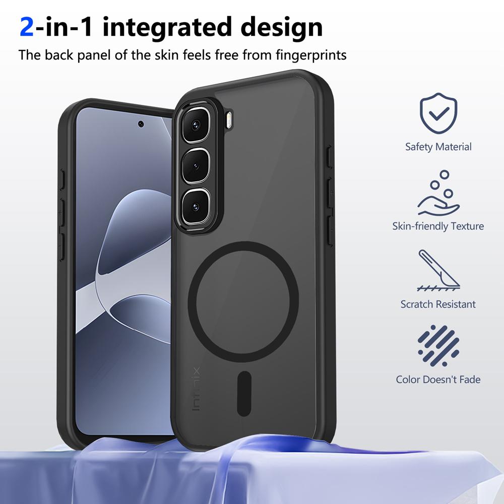 KEYSION Magnetic Phone Case for for Infinix Hot 60i 4G TPU+PC Matte Translucent Shockproof Cover for Infinix Hot 60 Pro+ 60 5G